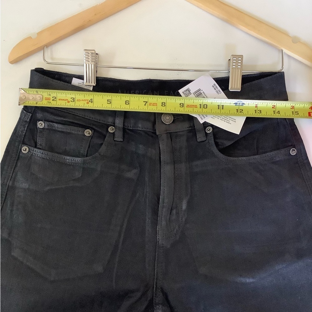 American Eagle Coated Super High Rise Baggy Straight Jeans - 2 Short - NWT - Picture 8 of 10